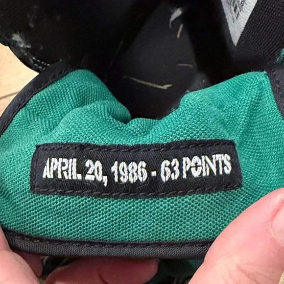 Air Jordan Black, Green and White High-Top Sneakers with Green Laces - Picture 9 of 15